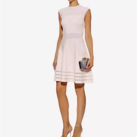 TED BAKER AURBRAY Flippy Knit Skater Sleeveless Dress Pale Pink $259 Ted 2 US 6 - Picture 1 of 10